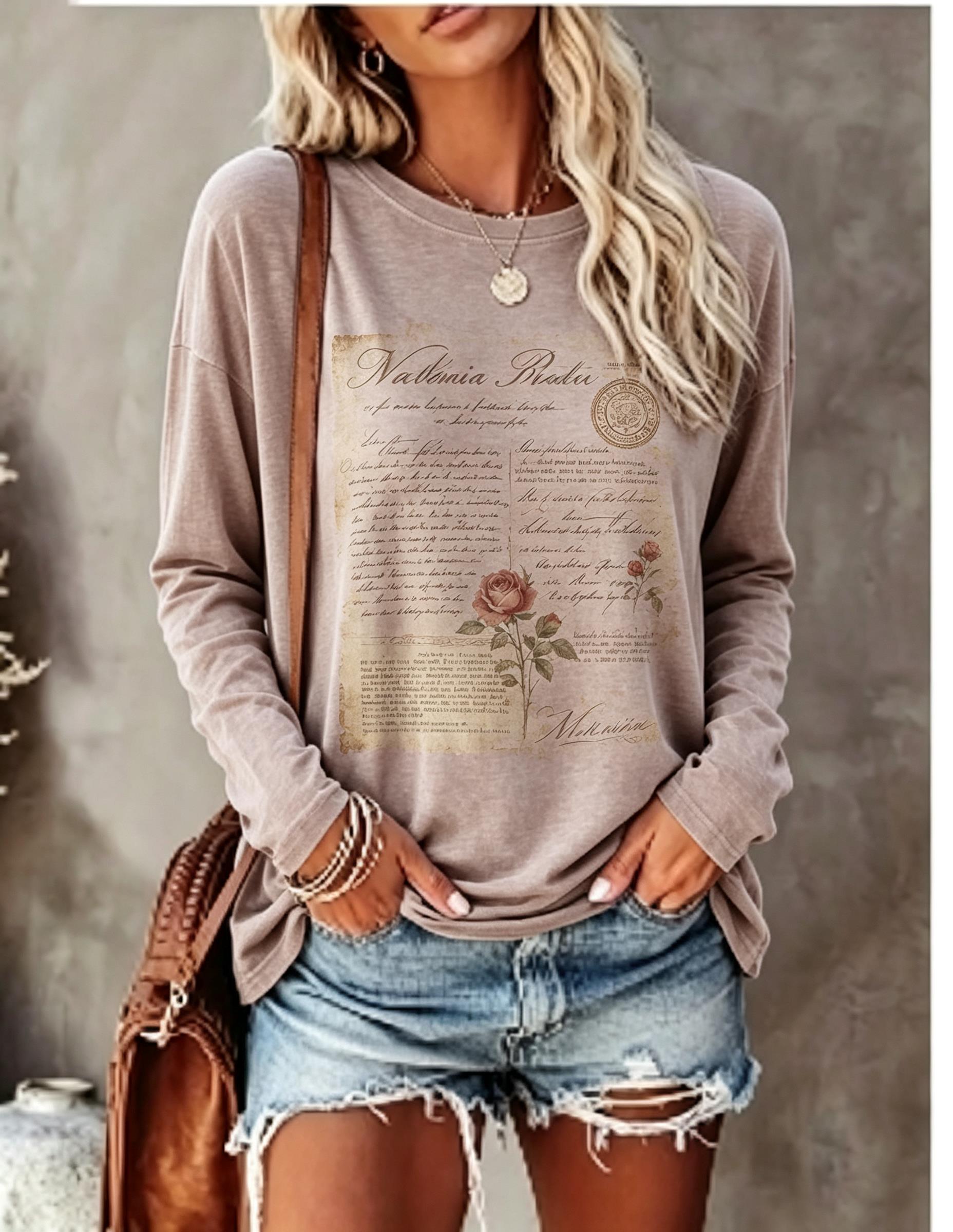 여성용 긴팔 티셔츠, 빈티지 스타일의 서부풍 말과 선인 - Winter Clothing For Women 리뷰 및 가격